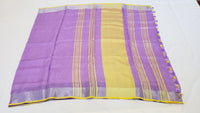 Designer Saree: Purple & Yellow Semi Linen Saree with Blouse