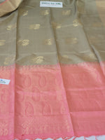 Kanchi Pure Soft Silk Saree - Taupe Color with Peach color Pallu