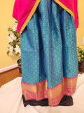 Half Saree - Teal and Blue Double Color Kora Silk