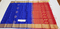 Royal Blue with Deep Red Pallu & Blouse | Pure | New Color Combination