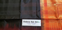 Beautiful Soft Silk Saree in Black and Reddish Orange