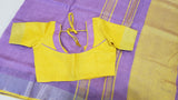 Designer Saree: Purple & Yellow Semi Linen Saree with Blouse