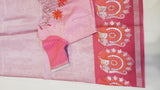 Kora Organza Light Pink Color Saree with Elephant Border