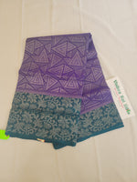 Kanchi Pure Soft Silk Saree: Violet and Green Triangle Pattern