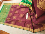 Pure Kanchi Soft Silk Saree in Maroonish Brown Body Color