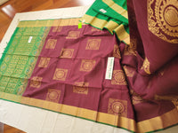 Pure Kanchi Soft Silk Saree in Maroonish Brown Body Color