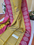 Bridal Kanchi Pure Soft Silk Saree - Mustard Yellow and Red Combination