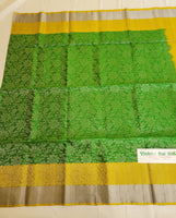 Pure Kanchi Soft Silk Saree - Green Color Body and Mustard Color Pallu