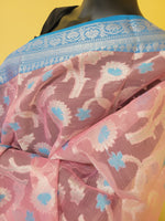 Kora Organza Baby Pink Color Saree