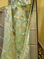 Kora Organza Designer Saree in Pistachio Green Color