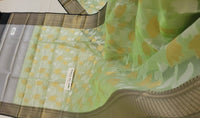 Kora Organza Designer Saree in Pistachio Green Color