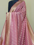 Banarasi Kaddi Georgette Saree: Pastel Pink Color
