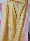 Banarasi Kaddi Georgette saree in Yellow Body & Magenta Golden Pallu