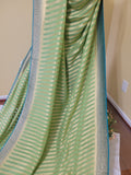 Banarasi Kaddi Georgette Saree: Olive Green Color