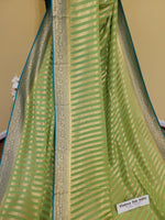 Banarasi Kaddi Georgette Saree: Olive Green Color