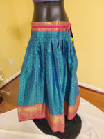 Half Saree - Teal and Blue Double Color Kora Silk