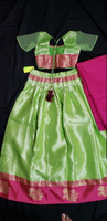 Beautiful Green with Magenta Kora Silk | Hand Made Blouse | Magenta Voni