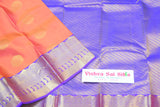 Unique Color Combination Orange and Violet Pure Silk Saree