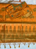 Mustard Color Tussar Silk Saree
