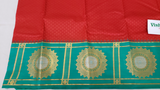 Red with Rama Green - White & Gold Jari - Gorgeous Contemporary Design - Korvai Border