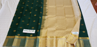 Rich Deep Green with Double Shade Green Border | Cream Pallu | Lovely Modern Color Combination | Gold Color Jari