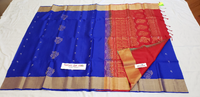 Royal Blue with Deep Red Pallu & Blouse | Pure | New Color Combination