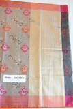 Designer Saree: Faux Organza Kora with Full Weave & Meenakari Buttas