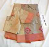 Designer Saree: Faux Organza Kora with Full Weave & Meenakari Buttas
